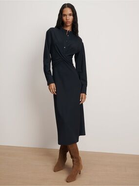 Veronica Beard Navy Ellers Midi Shirtdress Dress
